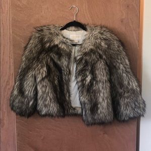 MK Faux Coyote Fur Cropped Jacket
